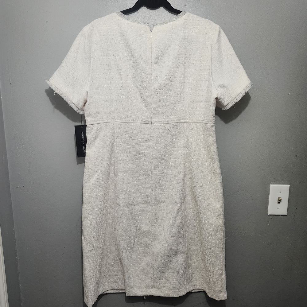 Andrew Marc Ivory V-Neck Dress Size 16 New With Tags - Picture 7 of 9